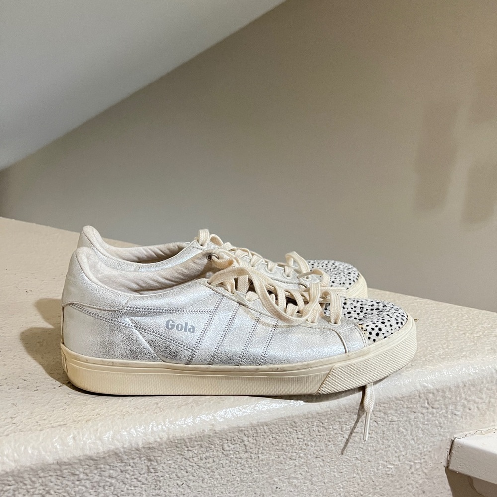 Gola Women's Orchid‎ II Cheetah Sneaker Size9 Silver Metallic Faux Leather Shoe